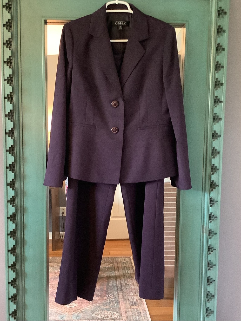 Kasper Women's Dark Purple Two-Button Blazer and Pants